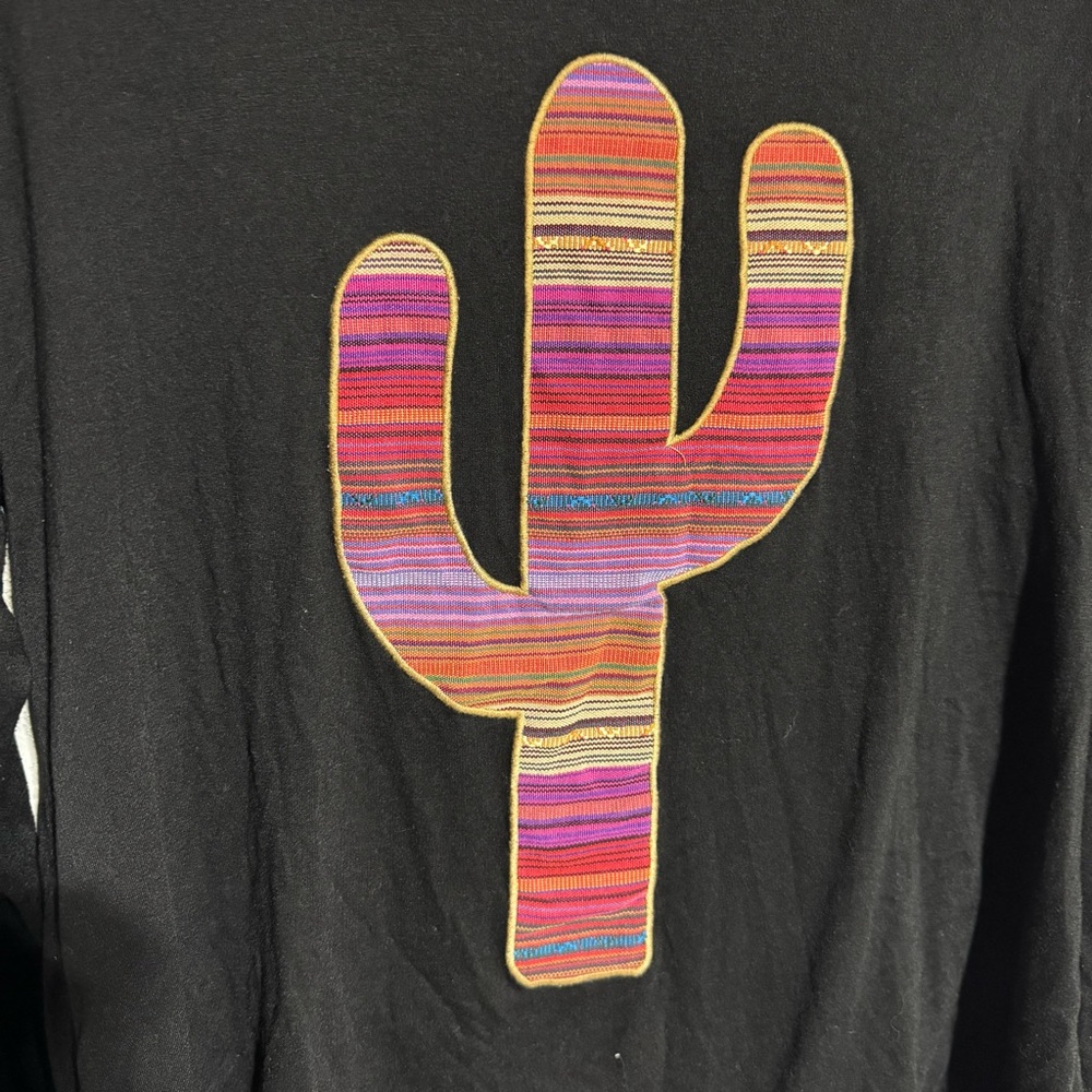 Southern Grace Black Top with Striped Cactus Design - Picture 4 of 9